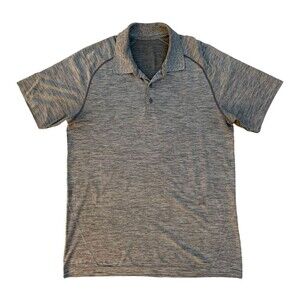 Lululemon Men's size L Gray Metal Vent Tech Polo Shirt Get Outside Get Sweaty